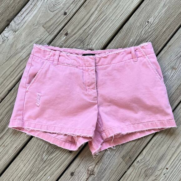J.Crew Women's Pink Distressed Low Fit Chino Shorts Size 0 - Picture 1 of 7